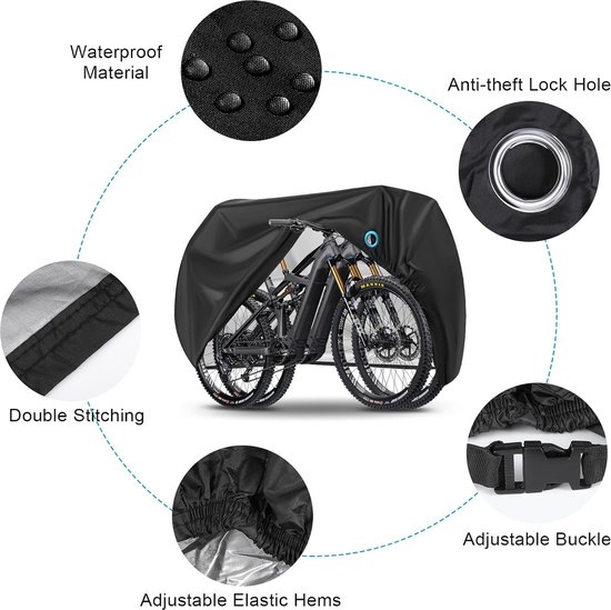 Bakfiets afdekking - Fietshoes waterdicht van 600D Oxford weefsel, gelaste binnennaden, fietsgarage voor bakfiets afdekzeil driewieler fietsbeschermhoes tweesporig Bakfiets afdekking - Fietshoes waterdicht van 600D Oxford weefsel, gelaste binnennaden, fietsgarage voor bakfiets afdekzeil driewieler fietsbeschermhoes tweesporig