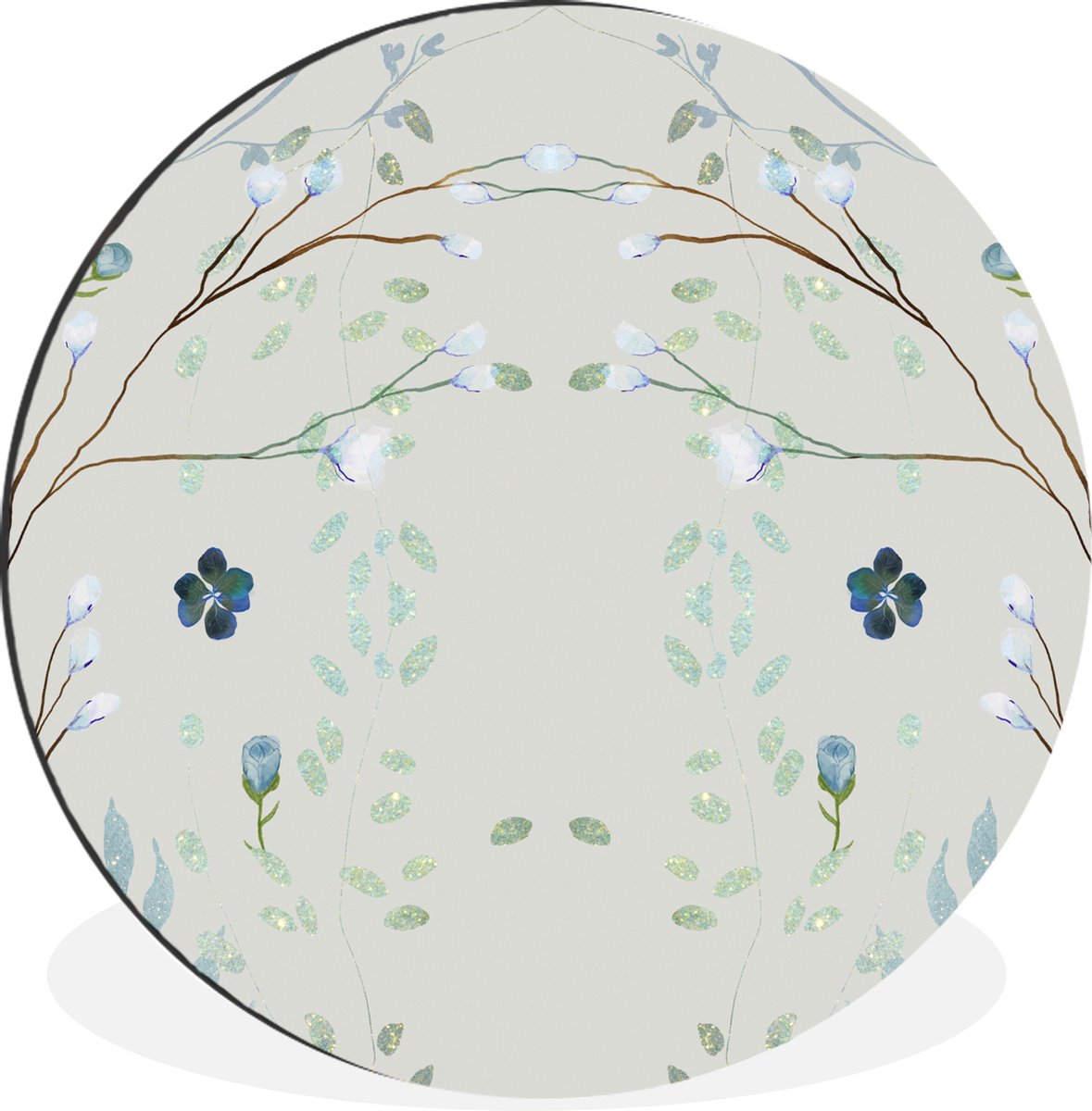 WallCircle Wandcirkel - Muurcirkel - Bladeren - Bloemen - Pastel - Design - Aluminium - Dibond - 120x120 cm - Binnen en Buiten Multicolor