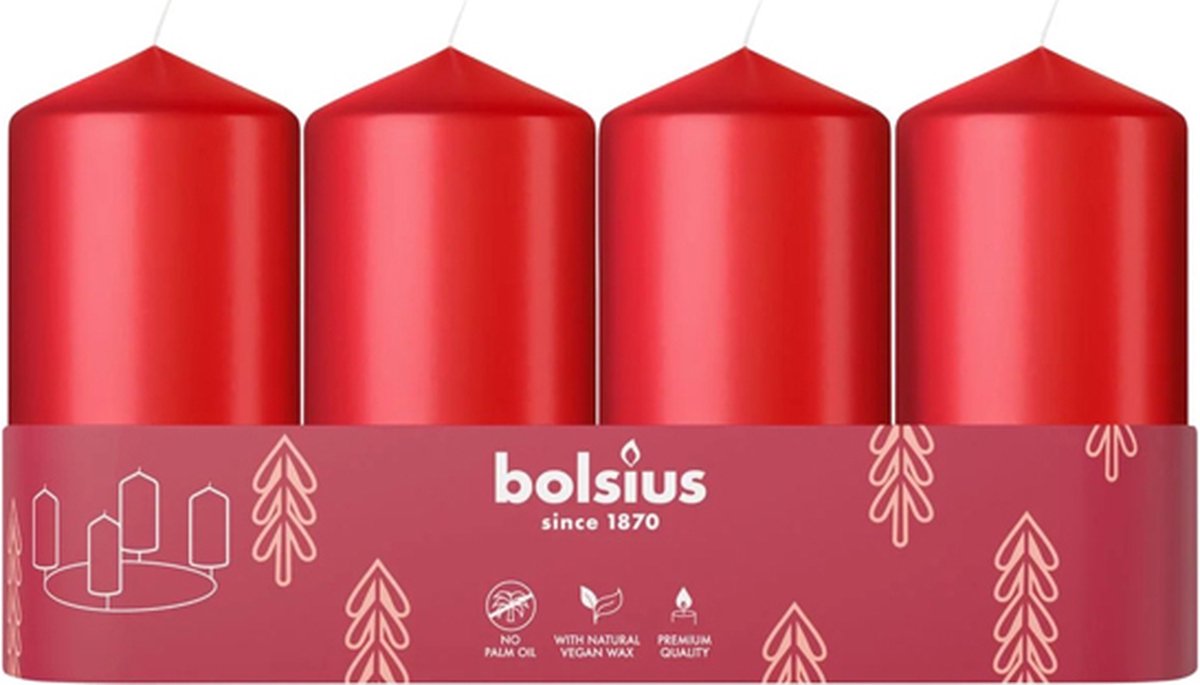 10 trays/sets met 4 stuks Bolsius rode stompkaarsen 100/48 (20 uur) Delicate Red