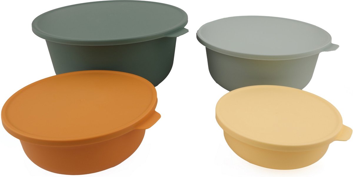 Asir Opbergdozenset (4 stuks) – groen, turquoise, oranje, geel – 33 x 33 x 15 cm