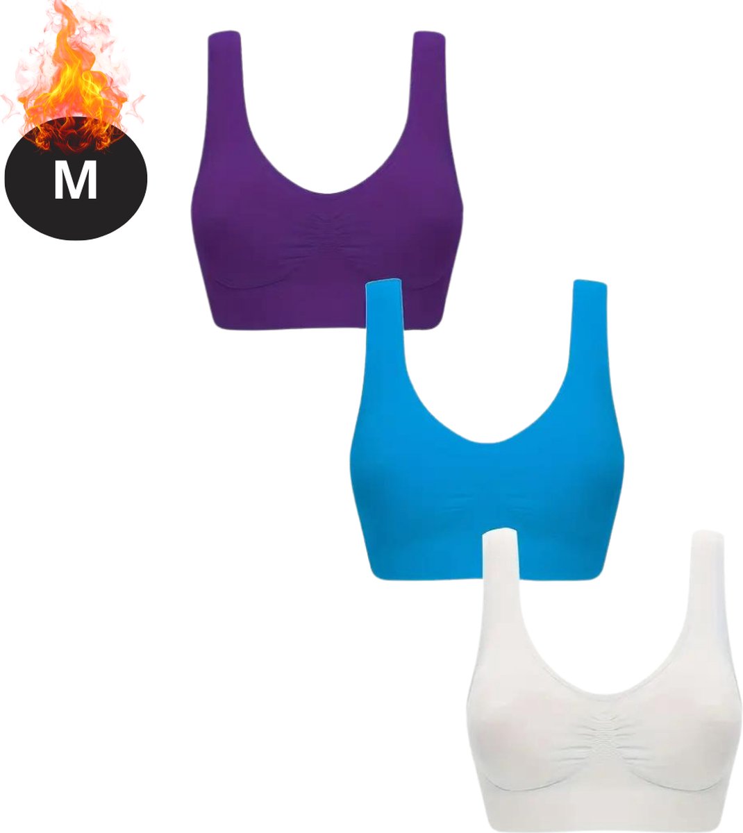 Livano BH Set Zonder Beugel - Zonder Bandjes - Push-up Bh's - Comfort Beha - Comfortabel - Sterk - Dames - 3 Pack - Gemengd 4