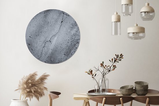 WallCircle - Wandcirkel 90x90 - Beton - Grijs - Scheur - Ronde schilderijen woonkamer - Wandbord rond - Muurdecoratie cirkel - Kamer decoratie binnen - Wanddecoratie muurcirkel - Woonaccessoires