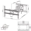 Dessin technique d'un support TV avec dimensions en millimètres.