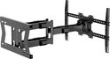 Support TV noir, extensible à double bras, isolé sur fond blanc.