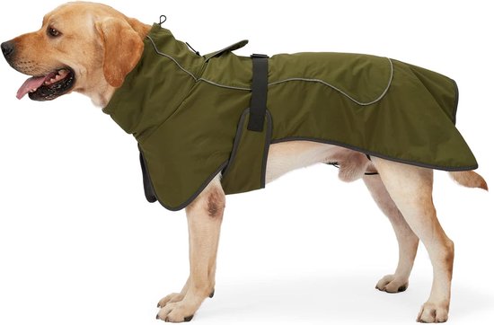 Luvetrex ® Waterdichte Hondenjas met Reflecterende Strepen en Warme Fleece Voering voor Koude Weersomstandigheden