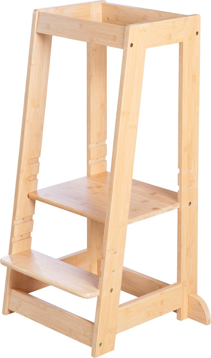 roba Houten Learning Tower - Volgens het Montessori-Principe - Belastbaar tot 80kg - Bamboe