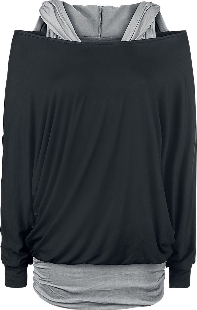 Black Premium by EMP Zwart los shirt met lange mouwen in dubbellaagse look - Dames - M