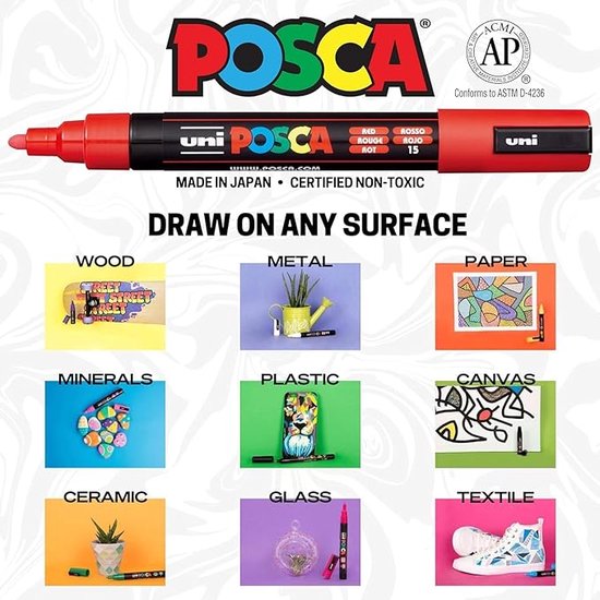 Posca stiften - 12 stuks - paint marker dun - 0.7 mm - PC1M12C