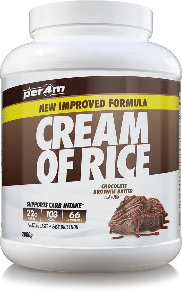 Goedkoopste Per4m - Cream of Rice - 2kg - Chocolate Brownie Batter - Weight Gainer - Mass Gainer - COR - Cream of rice - Rijstmeel - Shake - Fitness - Krachttraining - Gym
