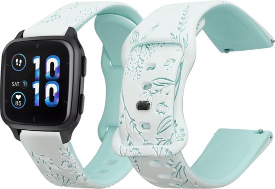 Foto: Kwmobile smartwatch polsband geschikt voor garmin venu sq 2 music sq 2 vivoactive 6 vivoactive 5 bandje horlogeband met reli fprint siliconen sporthorloge band gestanst patroon design