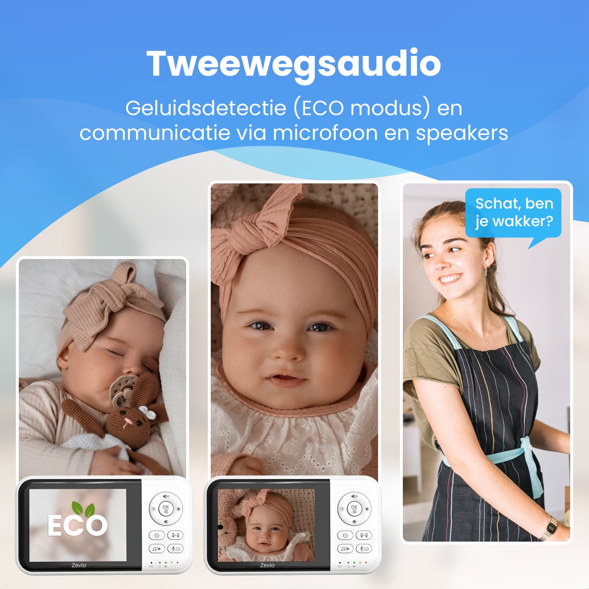 Zevio Babyfoon Comfort Baby Monitor met 2 Camera's - afbeelding 3