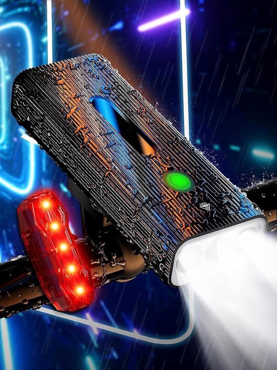 Foto: Fietslamp 6000 lumen 14 uur duurtijd ipx6 waterdicht powerbankfunctie opladen via usb fietsverlichting voor en achter 5 modi geschikt voor alle soorten fietsen