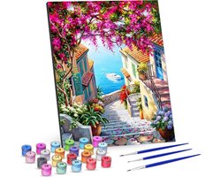 foto van Rubye® Schilderen Op Nummer Volwassenen – Zeezicht – Inclusief Penselen – Canvas Schildersdoek zonder Frame – Kleuren op Nummer – 40x50cm