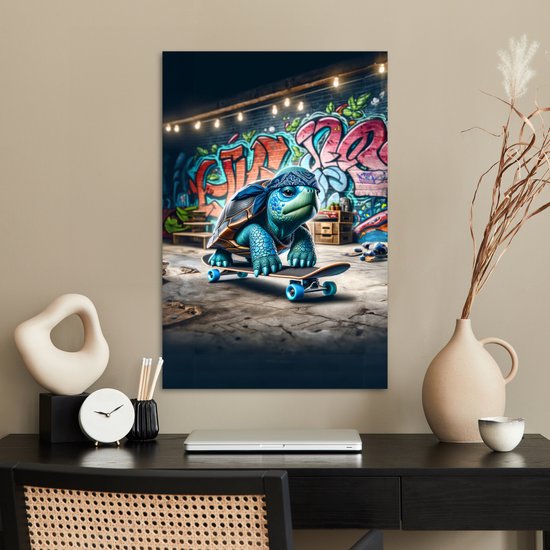 Poster 60x90 cm - Tortue - Graffiti - Skateboard - Garçons - Posters - Décoration murale chambre ado - Décoration chambre ados - Accessoires chambre ados