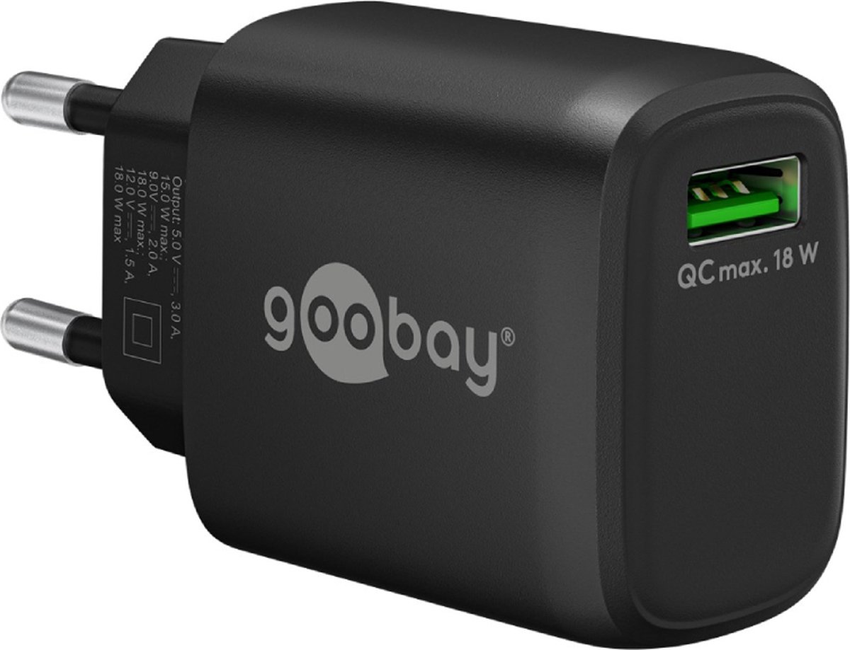 Goobay 61671 oplader voor mobiele apparatuur Universeel Zwart AC Snel opladen Binnen