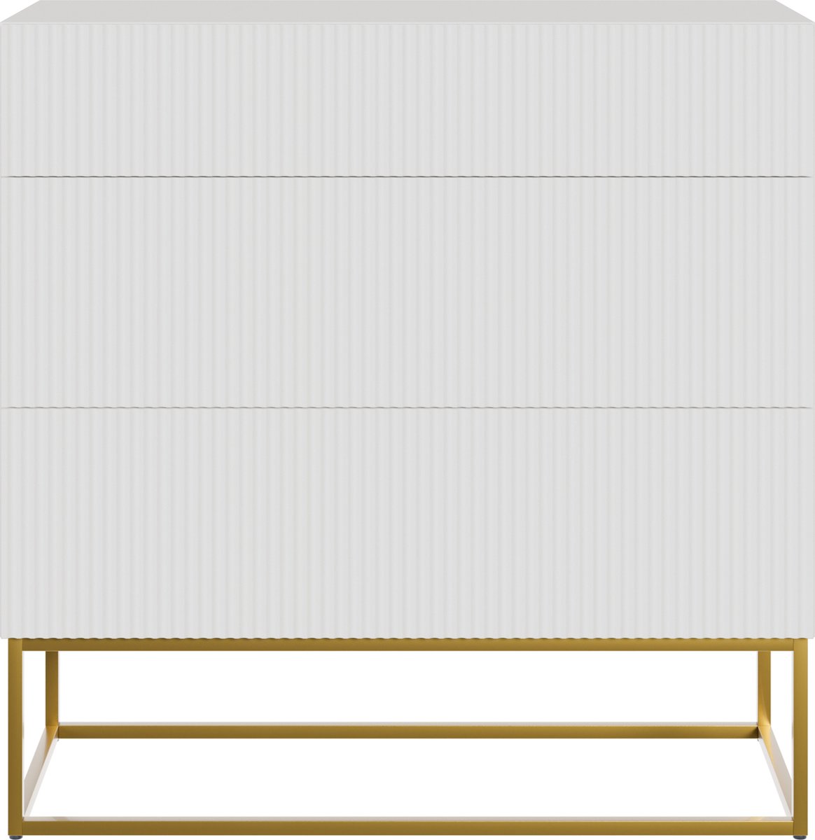 Selsey Veldio - Dressoir 3-lades 90 cm - Wit met gouden poten