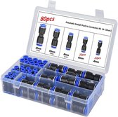 MGM Trading - 80 pièces raccords de tuyau d'air à connexion rapide 4/6/8/10/12 mm OD ensemble de raccords pneumatiques à Push pneumatique raccords de conduite d'air pour 5/32 1/4 5/16 3/8 1/2 pouces OD Tube