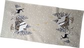 Chemin de table - Noël - Ecru - Scène hivernale avec flocons de neige - Chemin 35 x 70 cm