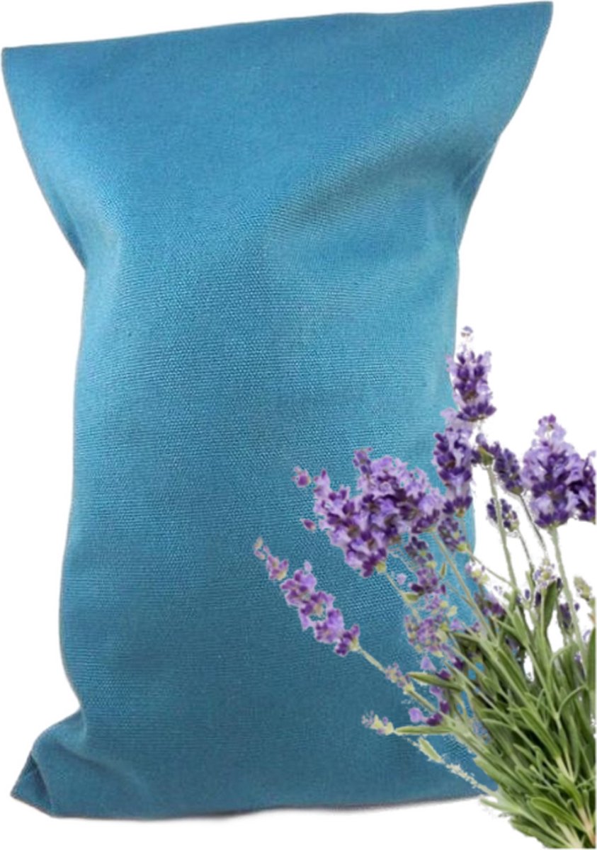 Goedkoopste Ecologisch Kersenpitkussen met lavendel 30 x 20 cm (blauw), voor soepele spieren en ontspanning - Azuurblauw - wasbaar hoesje