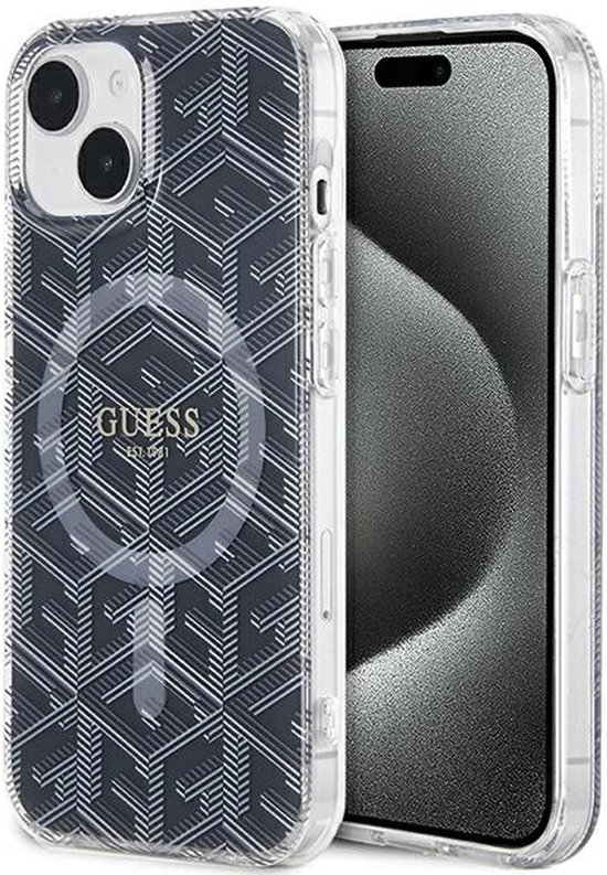 Guess - IML - Coque GCUbe MagSafe pour iPhone - 15 - Plus / 14 - Plus - noir