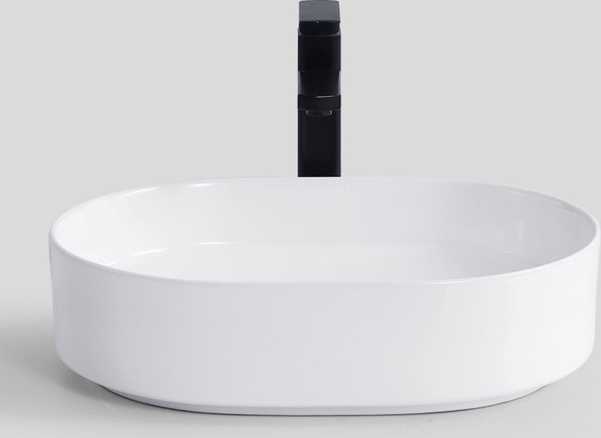 LINEA UNO - Rogas 50 - Glans wit - Waskom - - Keramiek - Ovaal - 251058