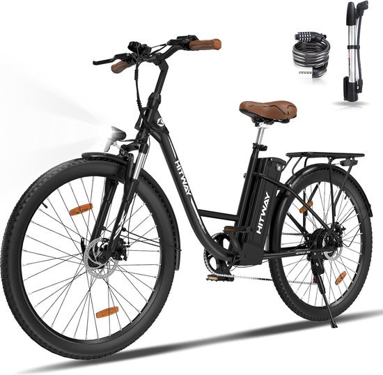 Hitway Elektrische Fiets BK31 - Trendy 28 Inch City Commuter EBike met Afneembare 36V 13Ah Lithium Batterij - Damesfiets - E-Bike met 250W Motor - 7 Versnellingen - IP54 Waterdicht
