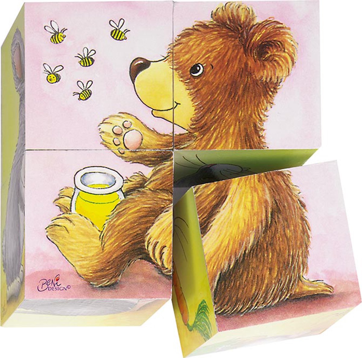 Houten Blokkenpuzzel Babydieren
