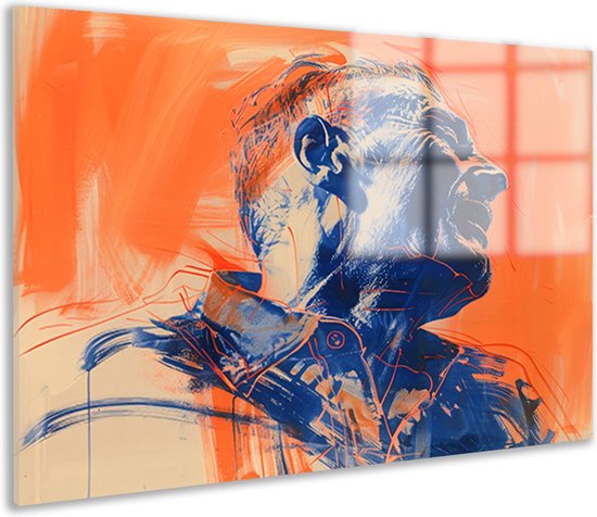 Tableaux sur verre homme - Décoration murale Portrait - Peinture sur verre Couleurs - Peintures sur verre industriels - Tableaux sur plexiglas - Décoration de salon verre acrylique 60x40 cm