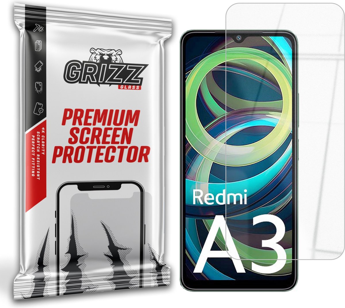 GrizzGlass HybridGlass Screenprotector voor Xiaomi Redmi A3 - Transparant
