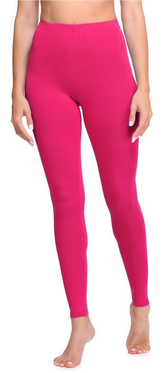 Ladeheid LA-LA40-133-LE Dames Leggings - Sport - Vrijetijdsbroek - Lang - Katoen - Sporbroek - Yogabroek - Amarant - XS