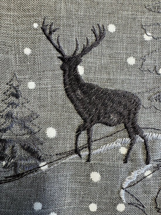 Chemin de table - Noël - Grijs - Scène d'hiver avec flocons de neige - Chemin 40 x 85 cm
