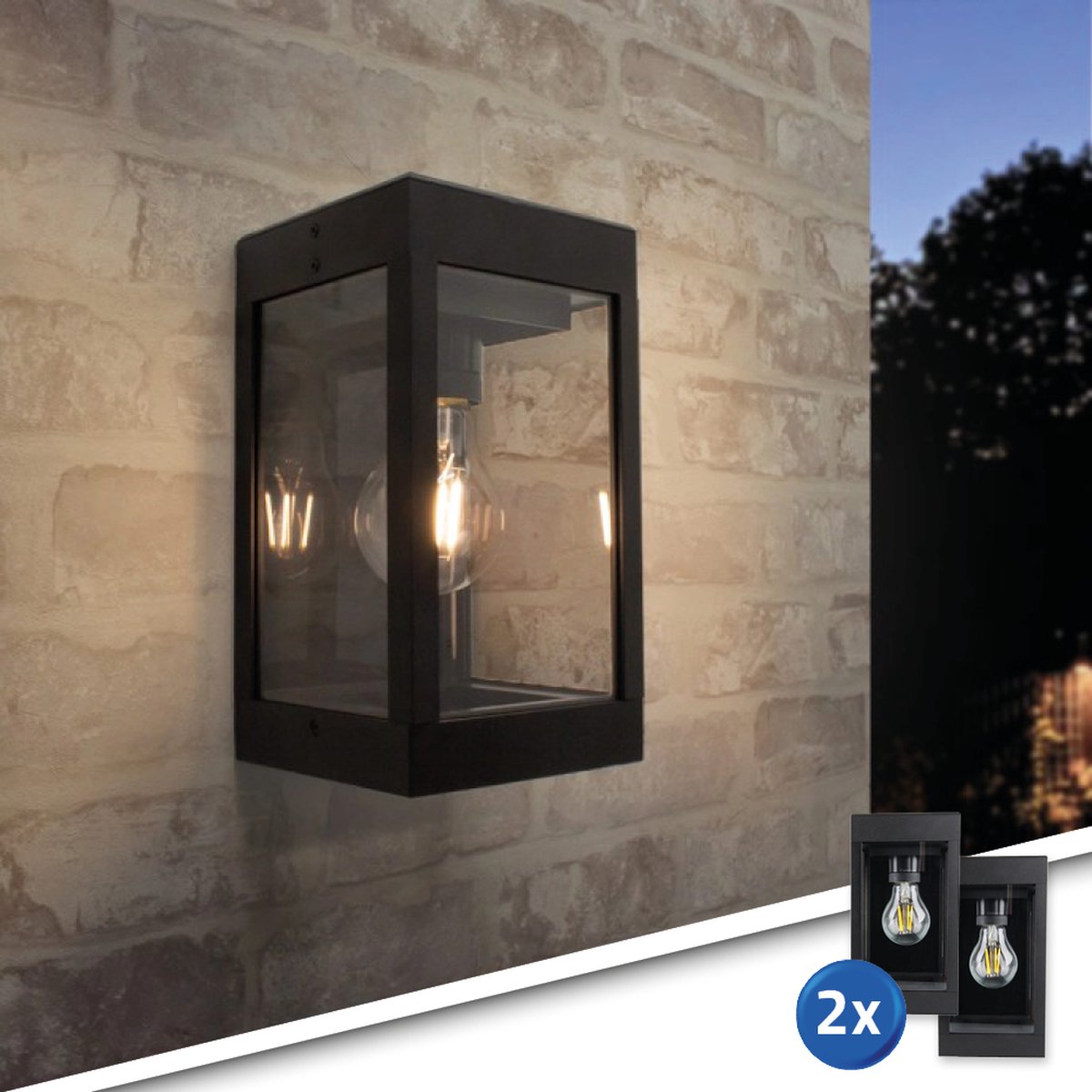 Alinana 2 Pack Wandlamp op Zonne Energie, 200LM met Hoge/Lage Lichtmodi