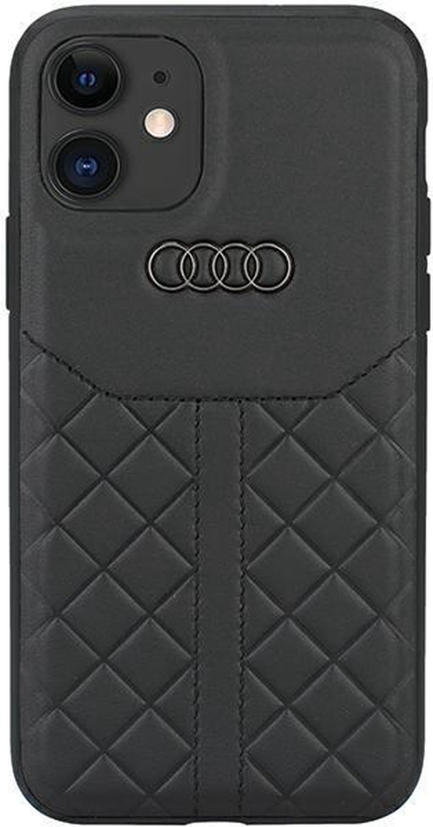 Audi Genuine Leather Back Case - Geschikt voor Apple iPhone 11/XR (6.1") - Zwart
