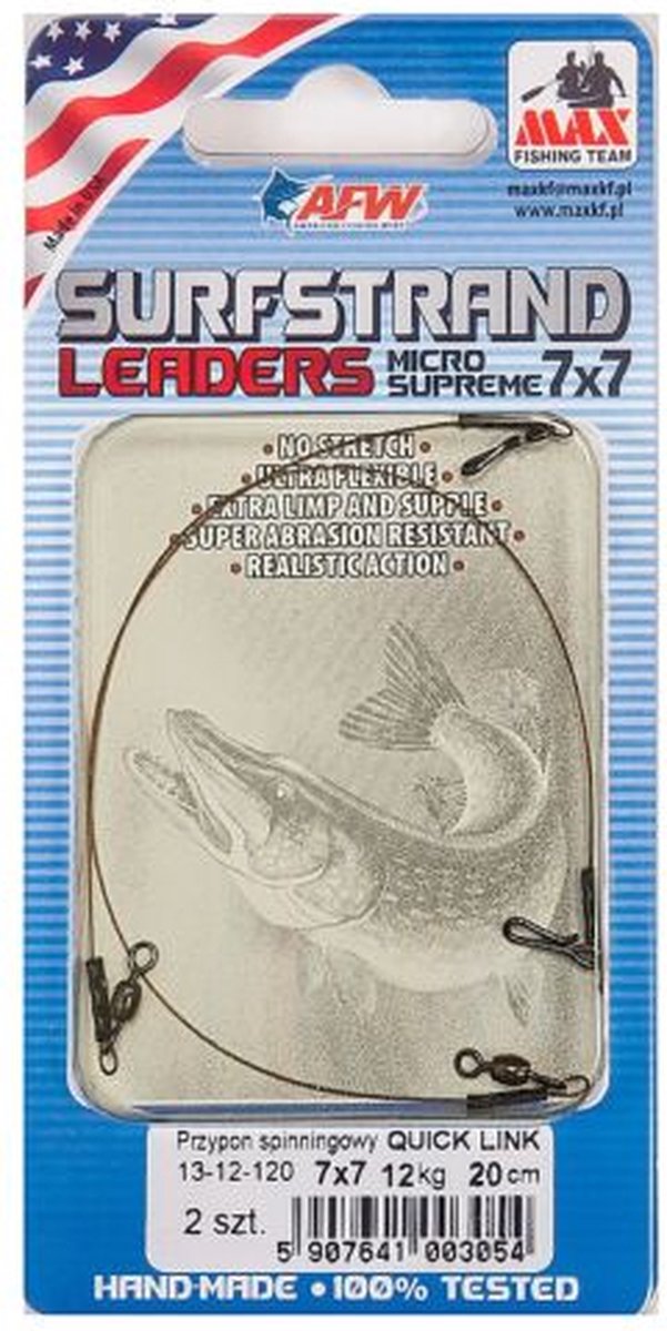 AFW American Fishing Wire Surfstrand 7x7 Quick Link Beige 9kg / 35cm
