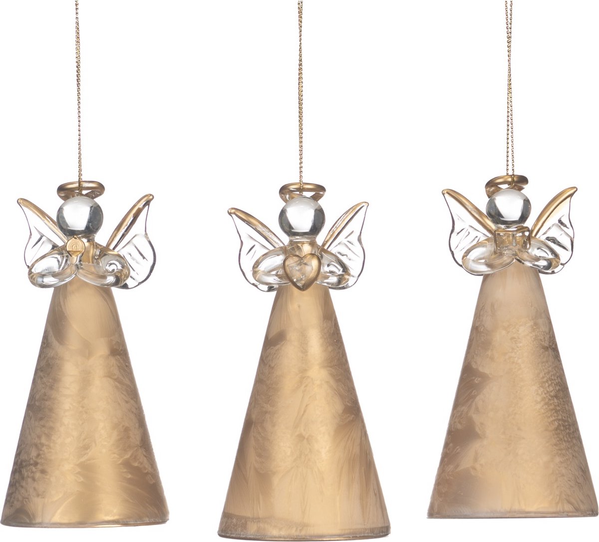 Goodwill Kersthanger Engel Glas - Goud - D 10 Cm Voordeel Ass. van - 3 Stuks