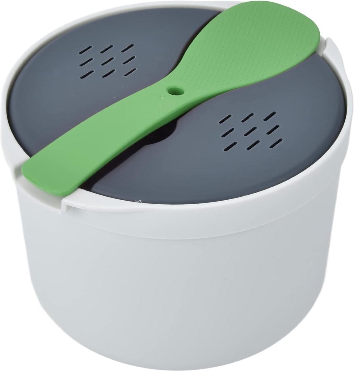 Rijstkoker 2L Food Grade PP Materiaal Rijst Lepel Deksel Zeef Stoompot Set (Groente)