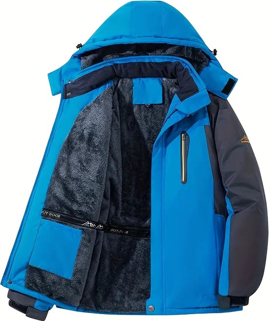 Heren Winter Waterdicht Winddicht Winterjack Warme Fleece Voering Ski Regenjas met Capuchon