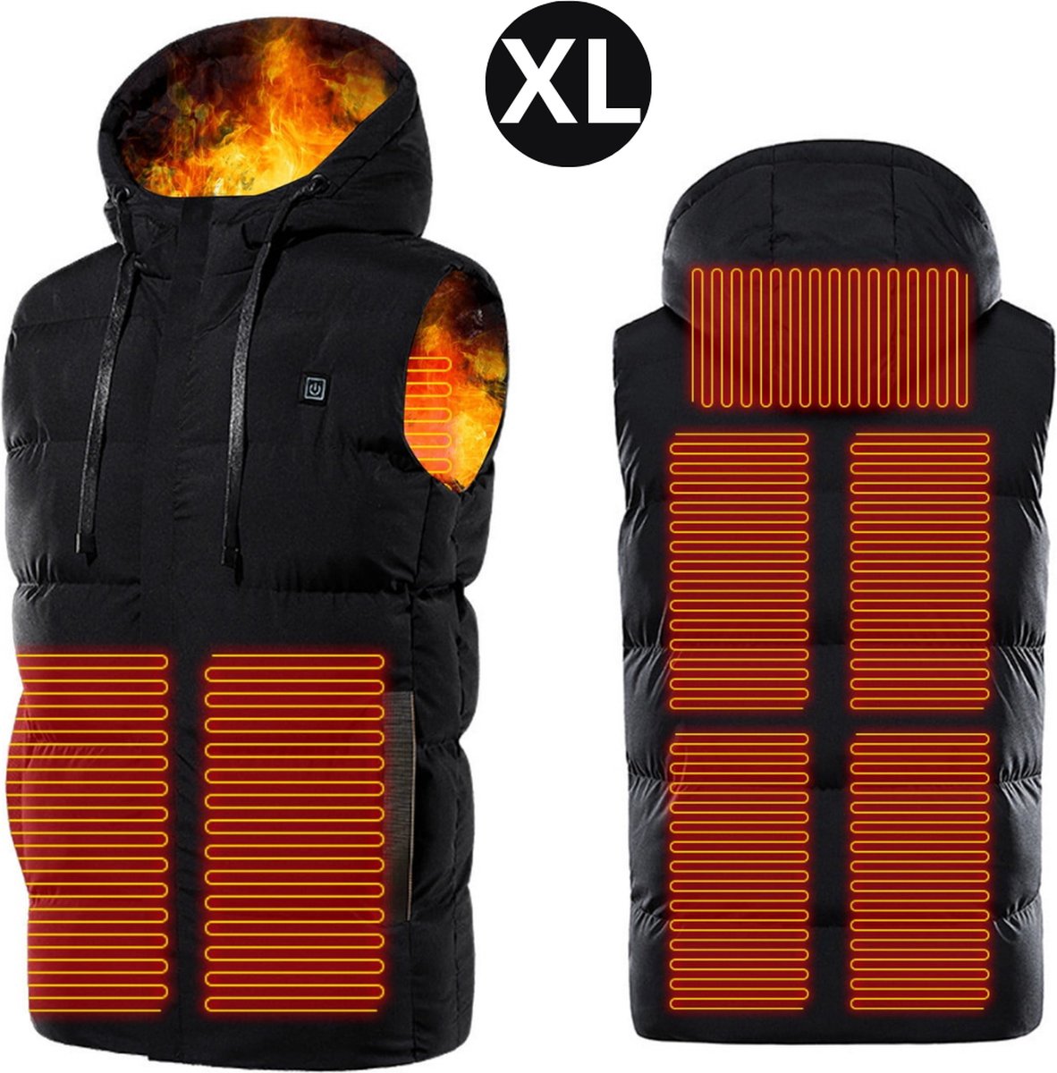 Bovista Verwarmde Bodywarmer Heated Vest Elektrische Bodywarmer Met Capuchon Water Afstotend Oplaadbaar Unisex Zwart