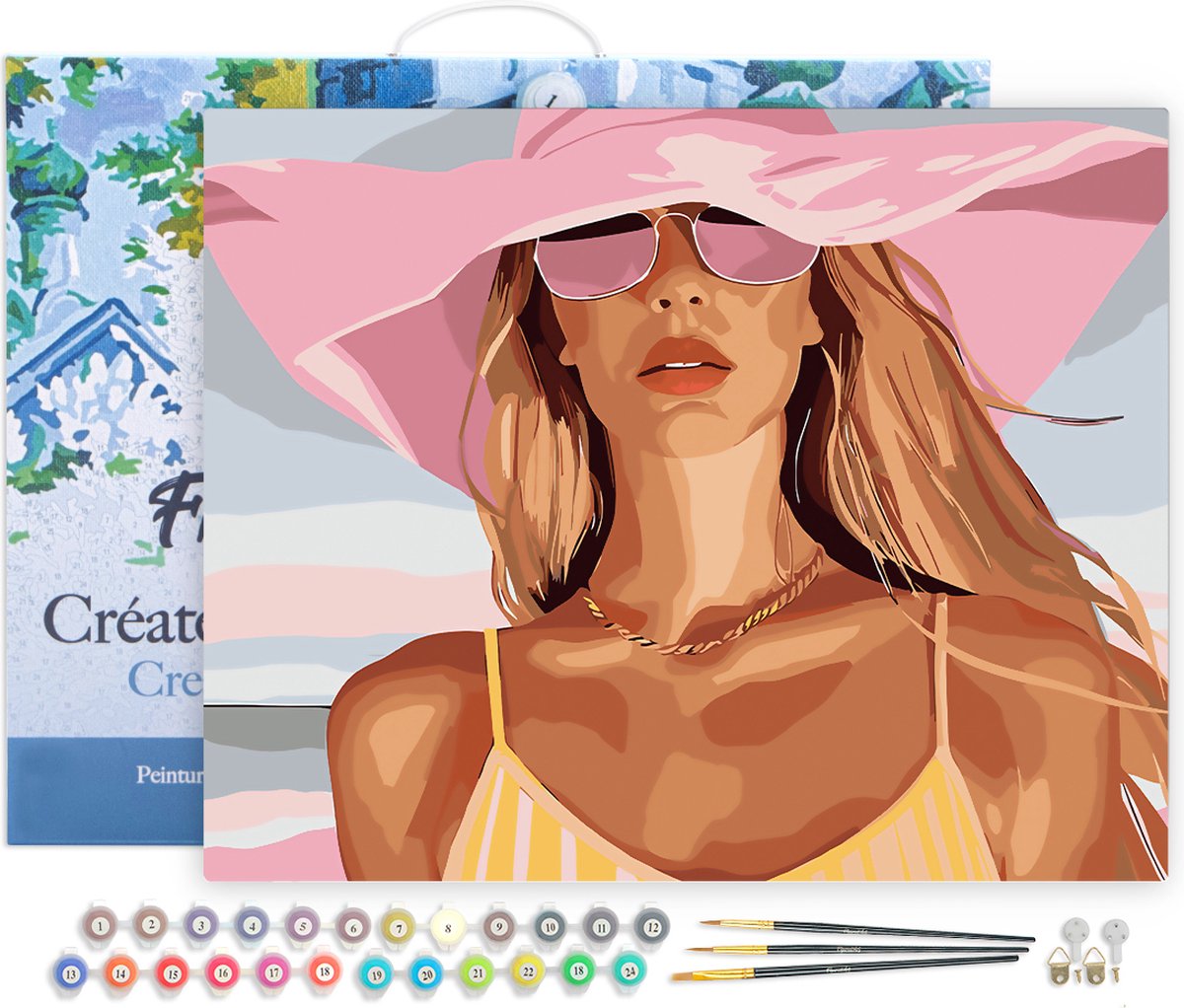 Figured'Art Schilderen op Nummer Volwassenen met lijst Zonovergoten charme- Handwerk acrylverf Kit DIY Compleet - 40x50cm Canvas al ingelijst
