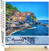 Figured'Art Schilderen op Nummer Volwassenen canvas Strandstad- Handwerk acrylverf Kit DIY Compleet - 40x50cm met DIY houten lijst