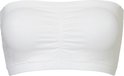 Witte strapless BH met ruches en decoratieve naden.