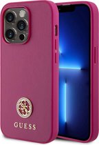 Coque Arrière TPU Guess iPhone 15 Pro Max – Logo Métal 4G – Strass – Rose
