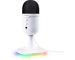 Trust GXT 234W Yunix - USB Microfoon - Gaming en Streaming - Cardioïde - RGB Verlichting - Wit