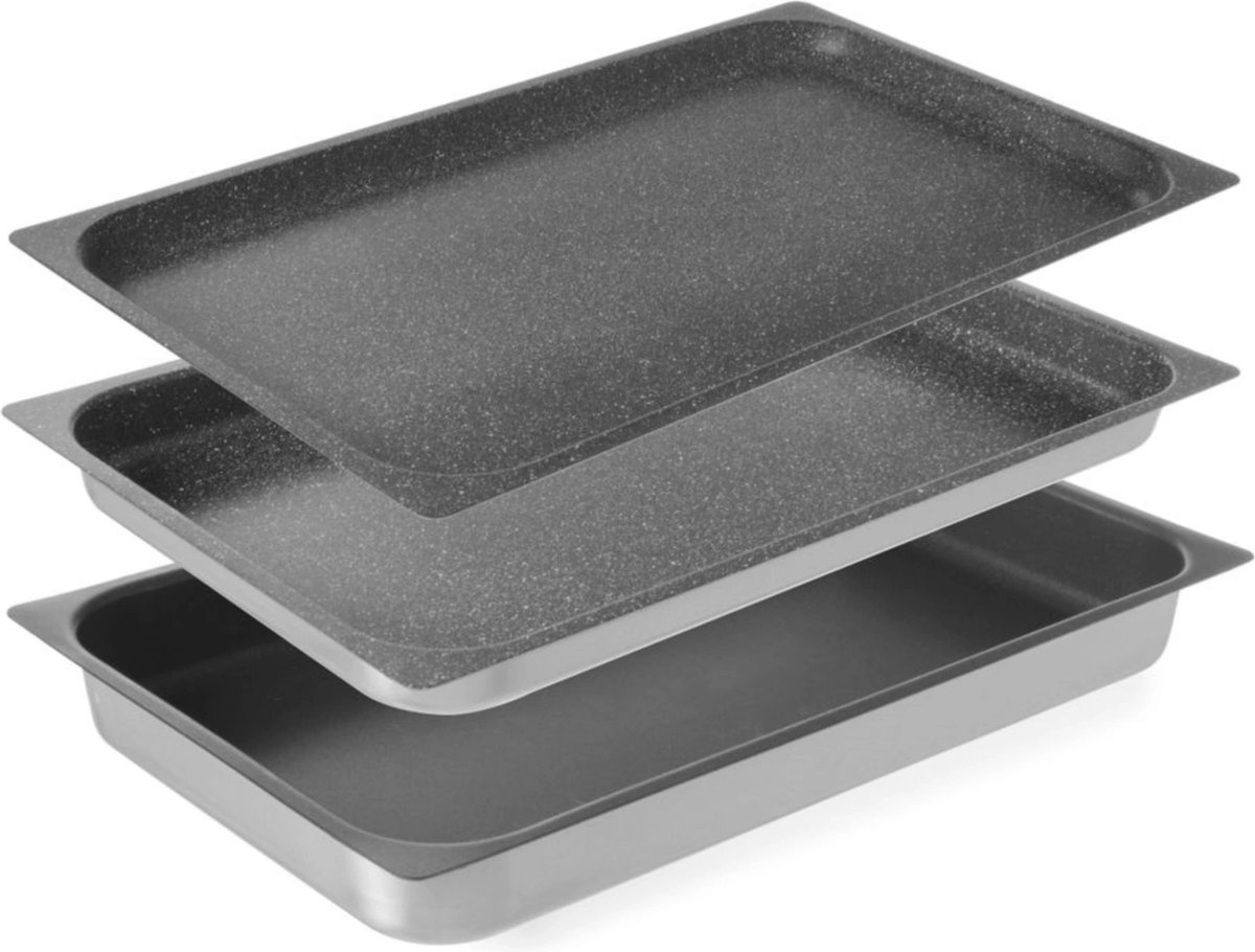 Bac Gastronorm GN 1/1 En Acier émaillé Antiadhésif - 530x325x40 Mm, Résiste à 300°C, Pour Fours Professionnels