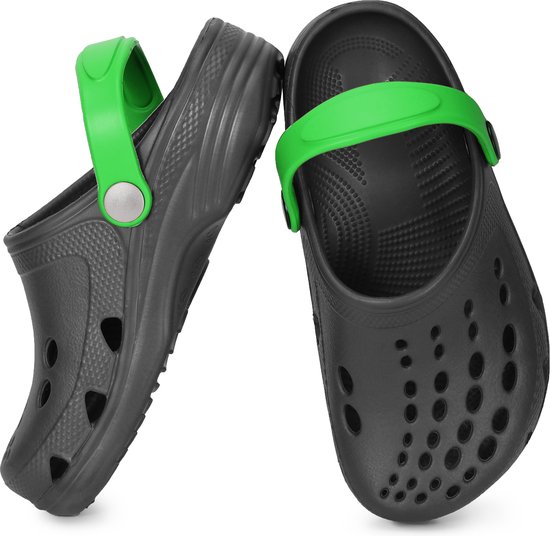 Ladeheid Clogs Kinderen - Tuinschoenen - Lichte - Kinderschoenen - Meisjes - Jongens - Grijs/Groen - 28/29 - LA-CA-FTKIDS