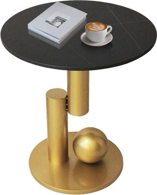 Costway Salontafel Goud, bijzettafel met marmeren uitstraling Costway Salontafel Goud, bijzettafel met marmeren uitstraling