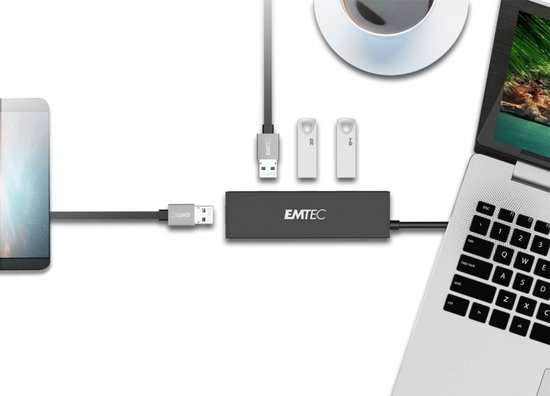 EMTEC Hub Ultra Slim USB3.1 4-Port T620A Type-A | bol