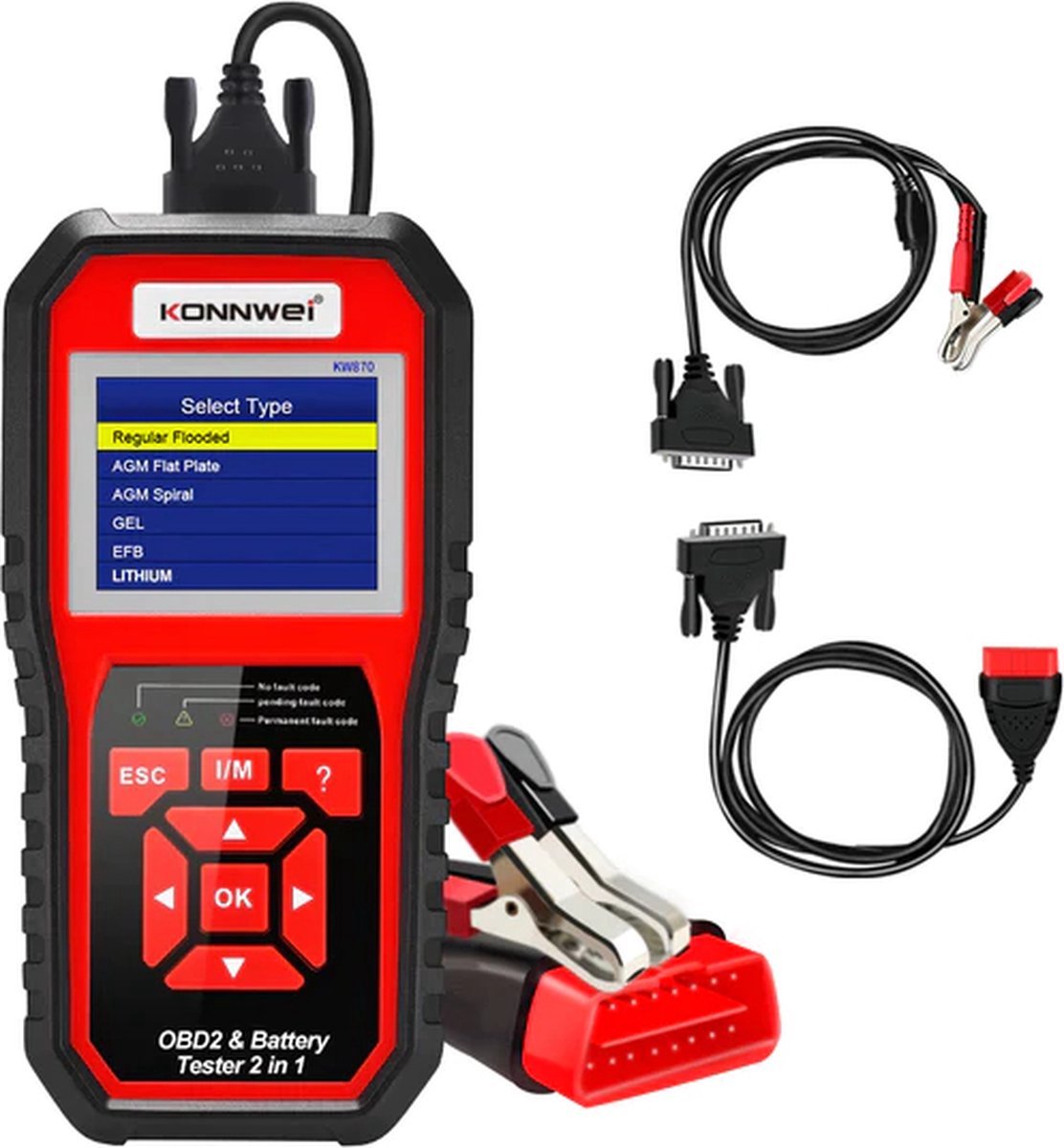 Konnwei KW870 2 in 1 Auto/Motor OBD2 Scanner + Accu Tester thumbnail 4