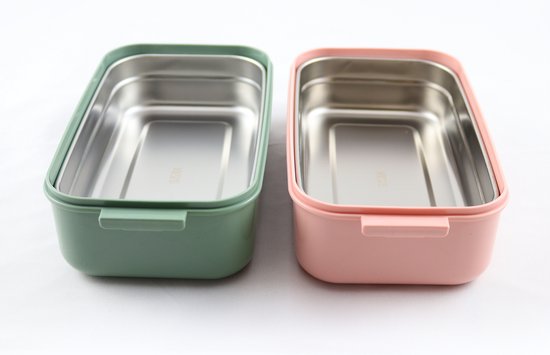 Boîte à lunch avec bol à soupe Vert et Rose - Boîte à bento - Set - Boîte à lunch adultes - Boîtes repas - Boîte à lunch Enfants - Boîte à lunch avec compartiments - hermétique et étanche - Sans BPA