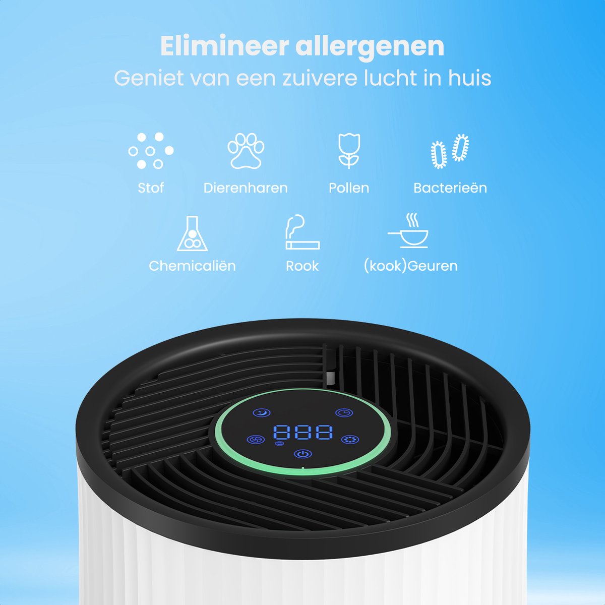 Auronic Luchtreiniger Compact Pro met HEPA 13 Filter, Ionisator en Koolstoffilter - Ruimtes tot 30m² - CADR-waarde van 150m³/u - Air Purifier met Aromatherapie - Wit – foto 3